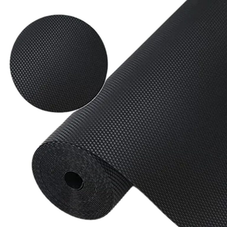 black waterproof anti-slip fridge and shelf mat on kitchen drawer