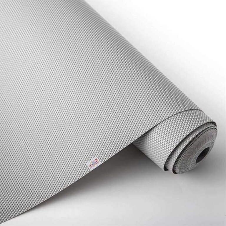 Light grey waterproof anti-slip fridge shelf mat rolled out