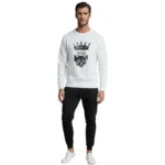 Full winter tracksuit set with white LIVE LIKE A KING sweatshirt and black trousers