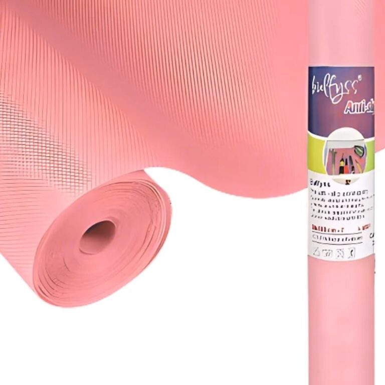 Pink waterproof anti-slip fridge and shelf mat on kitchen drawer