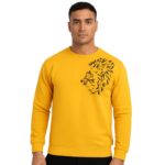 Front view of LION printed yellow tracksuit sweatshirt and trouser