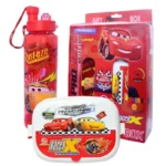 Kids lunch box and water bottle set with cartoon design front view