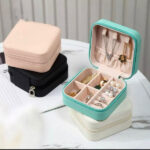 Portable square mini jewelry box with PU leather exterior
