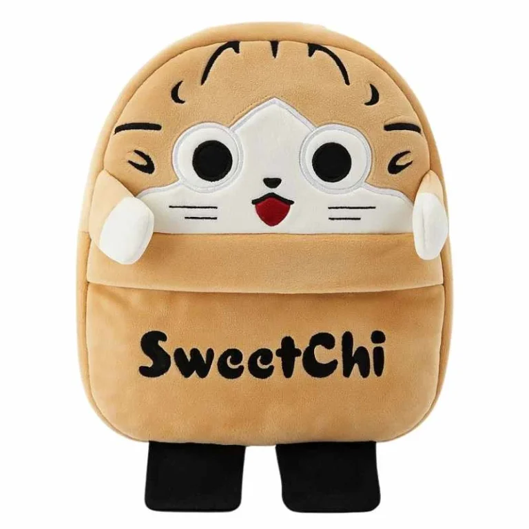 Front view of Plush Sweetchi Character Backpack for girls