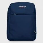 Slim navy blue business laptop backpack front view