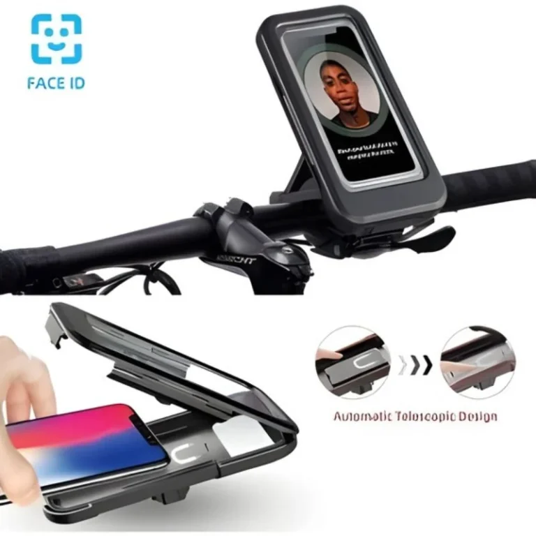 Waterproof bike phone holder mounted on bicycle handlebar