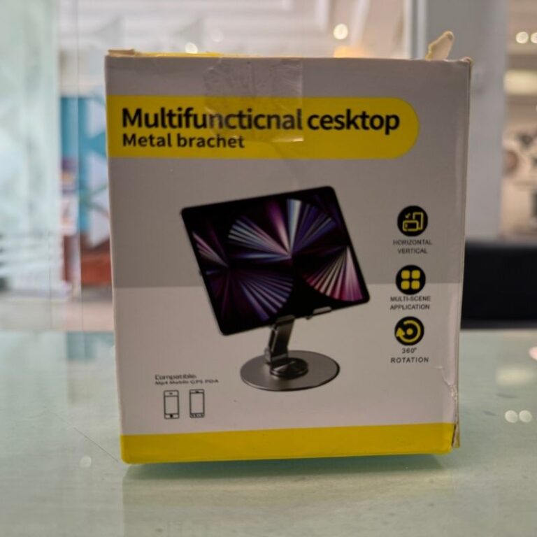 Full-metal 360 degree rotating phone and tablet stand on desk