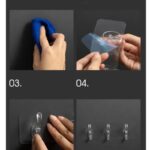 6 Row Transparent Self-Adhesive Wall Hooks – Multi-Purpose Clothes, Coats, Towels, Keys, Kitchen & Bathroom Storage Rack