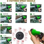 Fully extended Magic expandable garden hose with multi-spray gun attached