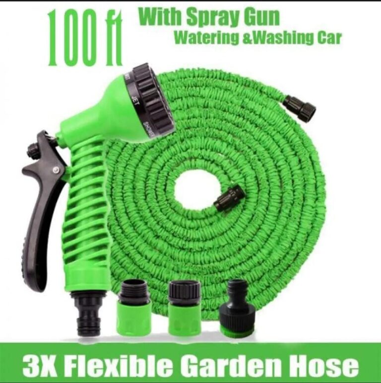 Magic expandable garden hose coiled compactly for storage