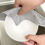 Set of 10 durable metal wire dish cleaning cloths stacked