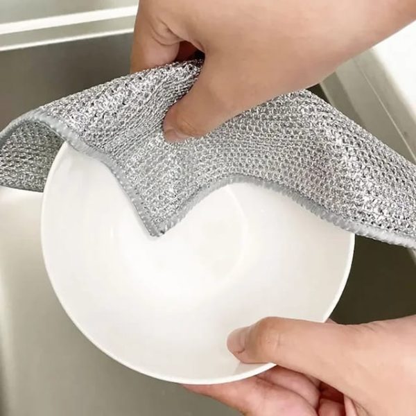 Set of 10 durable metal wire dish cleaning cloths stacked