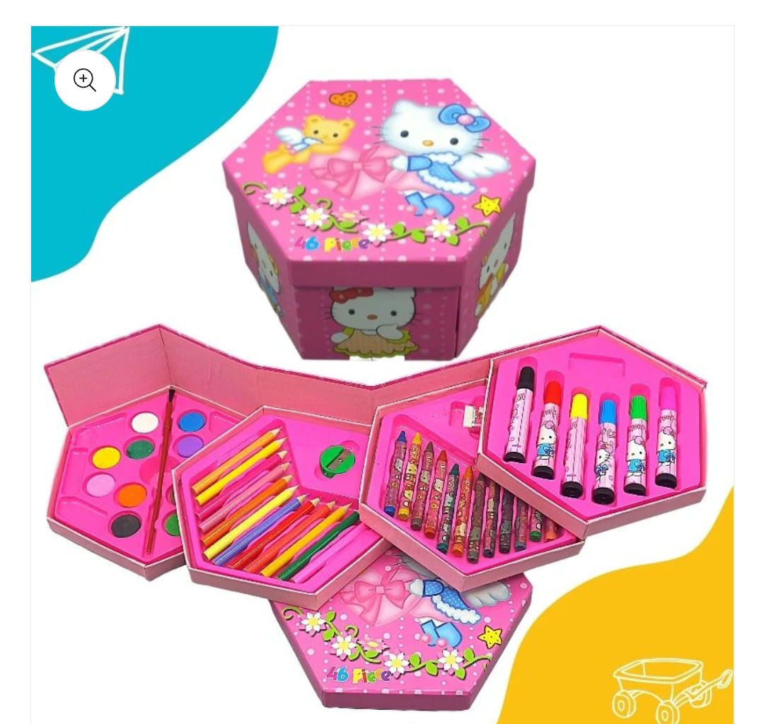 WhatsApp-Image-2024-08-10-at-9.10.31-PM.jpeg 46 Pcs Painting colour kit for kids, fun Disney/Cartoon character art set(random design color) - Image 1