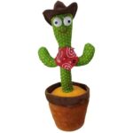 Front view of rechargeable dancing cactus toy with hat