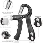Adjustable hand grip strengthener with counter in use