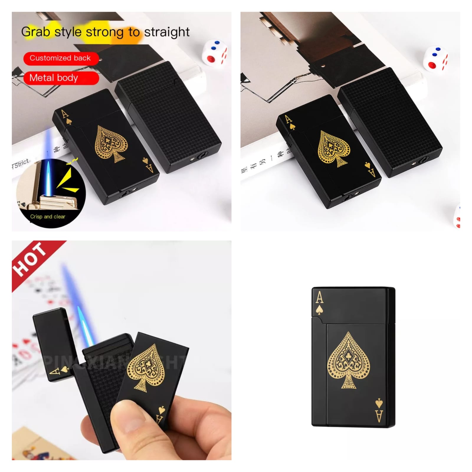 WhatsApp-Image-2025-02-01-at-4.27.24-PM.jpeg Jet Torch Playing Card Lighter, Green Flame Ace Card Lighter Windproof Refillable Lighter Playing Cards Cool Design (Metal Body) random color - Image 1