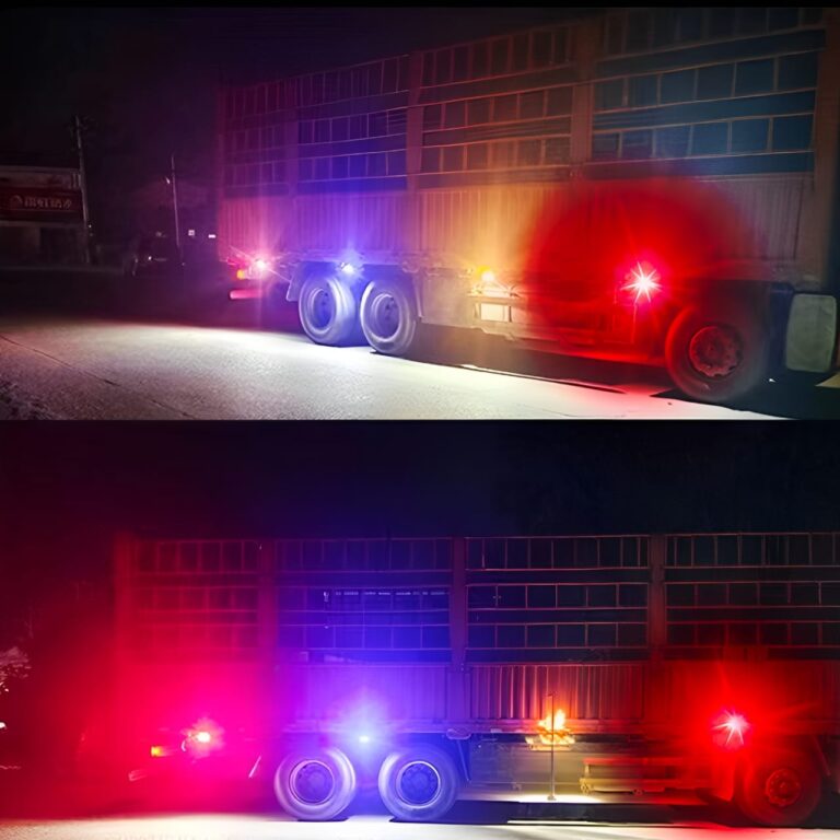 Red and blue flasher light mounted on motorcycle