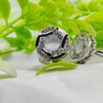 Imported dual-tone floral gemstone ring gold tone close-up