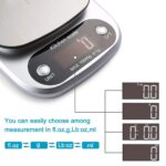 silver plastic digital kitchen scale front view