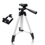 Pack Of 03 3.5 Feet Adjustable Tripod Stand for Mobile Phones and Cameras with Mobile Holder, Portable DSLR Stand for Vlogging, Universal Silver Model 3110 and Bag