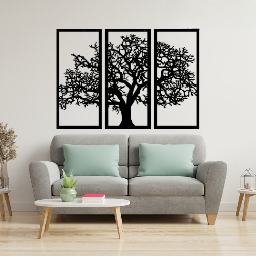 3D wooden tree wall art close-up view