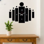 30 inch wooden 3D tile wall clock close-up view