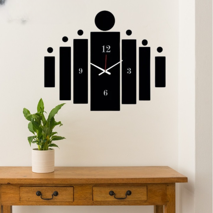 30 inch wooden 3D tile wall clock close-up view