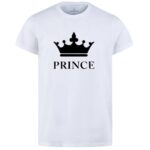 Front view of Prince and Princess white t-shirt combo