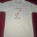 Front view of Key & Heart Design white t-shirt