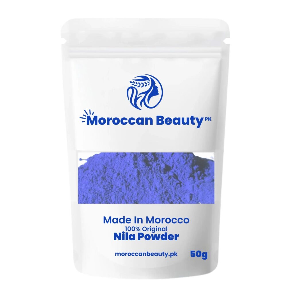 Jar of Moroccan Blue Nila skin whitening powder