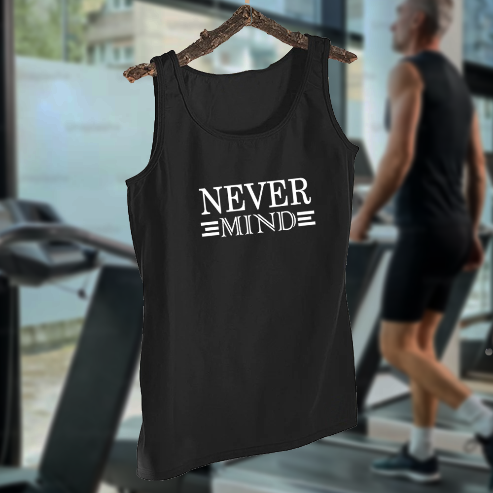 WhatsApp-Image-2025-05-19-at-3.20.46-PM-1.webp NEVER MIND Design - Black Jersey Printed Gym Sando Tanks Top For Men | Workout Tank top gym shirts for men | Sleeve-Less Shirt - Image 1