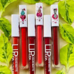 Multicolor matte finish lip glosses in 6 shades displayed
