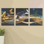 Set of three wooden phototile frames with spiritual designs for wall decoration