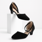 Stylish Velvet Heel Pump Shoes for Ladies – 2 Inch Elegant Party Wear Heels with box