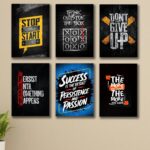 Set Of 6 Motivational Wooden Canvas Frames For Wall Decore / Sticky Phototiles Frames