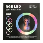 MJ36 36cm RGB LED ring light front view with phone holder
