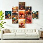 9 Pcs Wooden Sticky Wall Frames Set – 8x11 Inch Ready Size with Adhesive Tape