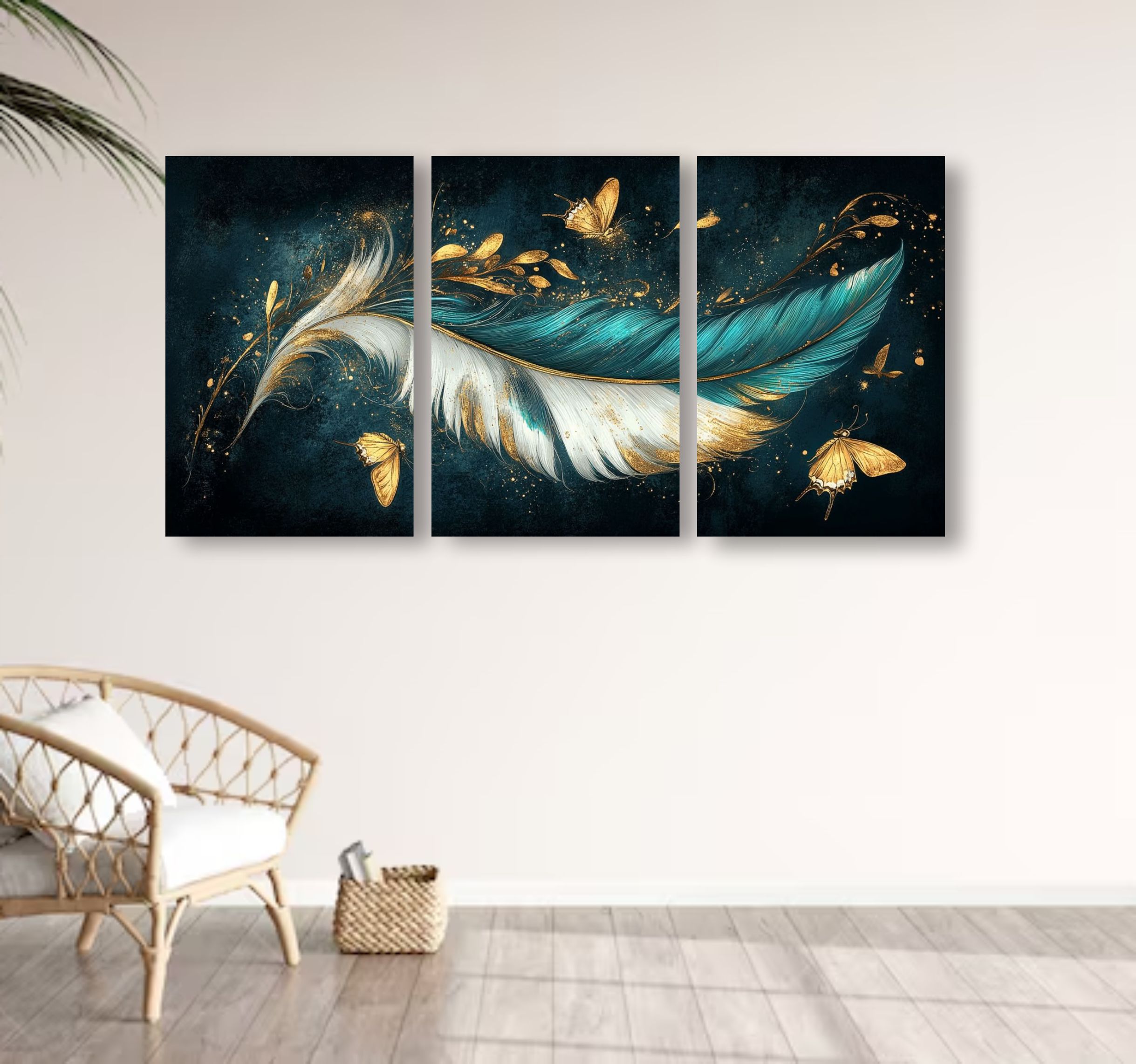aa34cdd68a2db449ae18dfa2d324052d.jpg Set of three stickable leaf art wooden wall frames