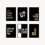 6 pcs motivational black quote wall decor cardboard photo tiles set