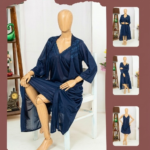 Premium Silk 2-Piece Bridal Nightwear Set - Elegant Lace Embroidery Sleepwear Free Size Sku:R-017
