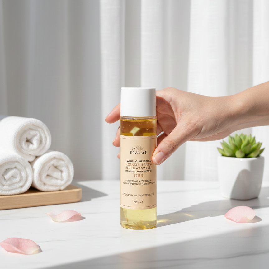 ac6f35254852d3e919dfe6d078c83915.png Eracos GB3 Cleanser Toner Micellar Water Gentle Formula Removes Makeup Clears Impurities Refreshes Skin Provides Smooth And Healthy Look For Daily Use - 200ml - Image 1