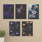 Set Of 5 Flower Sticky Canvas Phototiles Frame For Wall, Home Decor