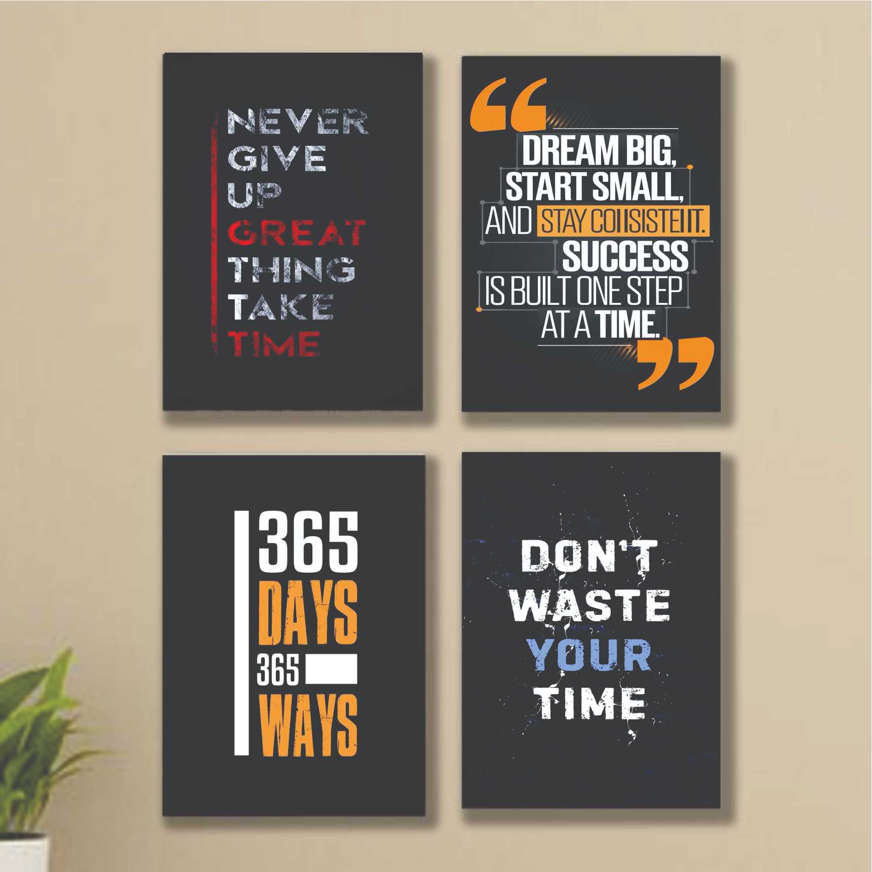aed77429e3f373cb18dd7698d4510cc2.jpeg Set of 4 motivational wooden wall frames 8x11 inches for home decor