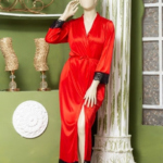 Elegant Luxury Silk Night Gown with Delicate Lace Trim - Comfortable Sleepwear for Women Free Size -  Sku : R-016