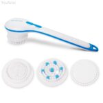 5-in-1 electric shower brush with ergonomic handle and brush heads