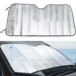 Universal car windscreen sunshade folded for hatchback