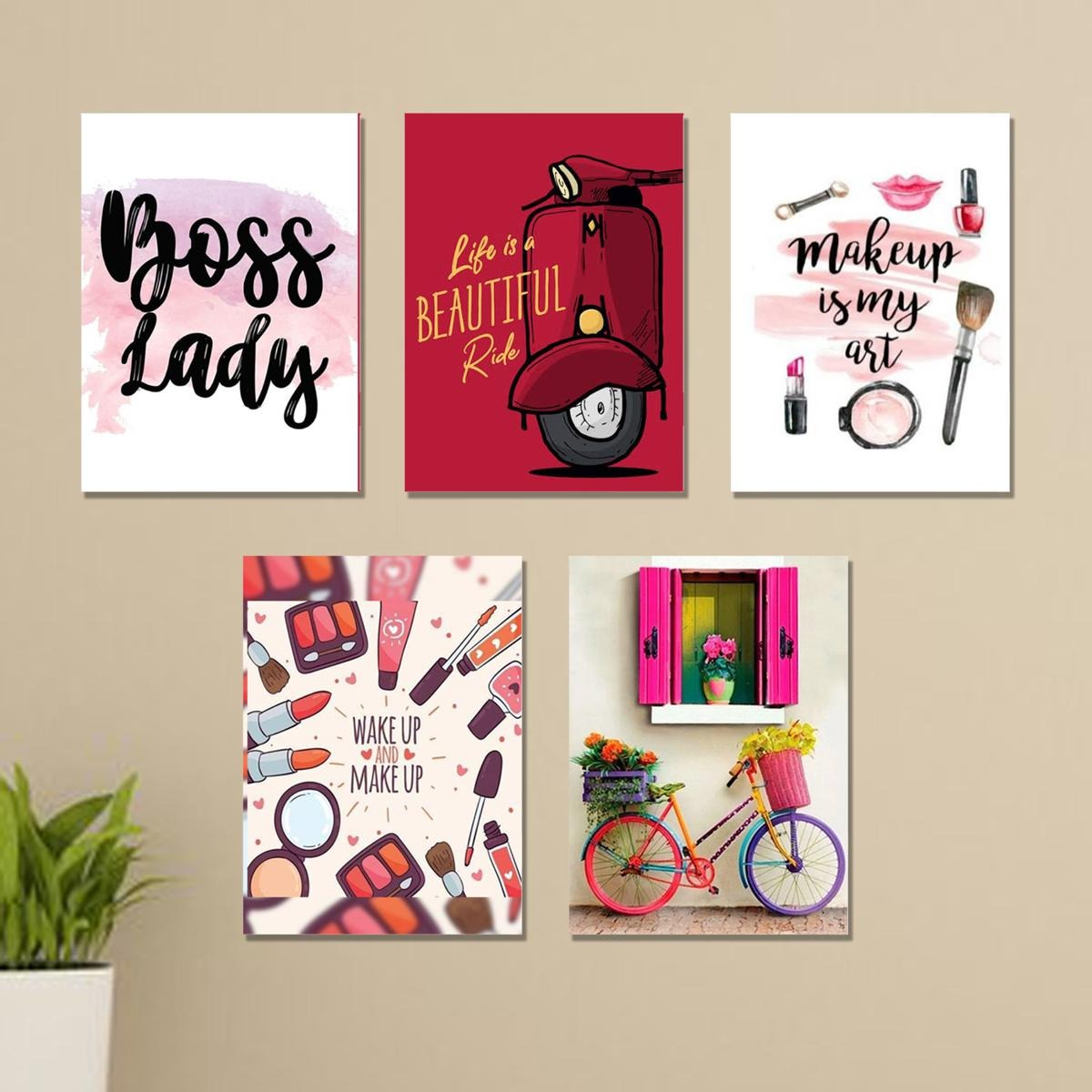 b4678b53d87604804ae3b6089eb5e85d-1.jpg set of 5 girls room wall art sticky canvas frames / sticky phototiles - Image 1