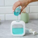 Clear portable refillable soap dispenser bottle with pump