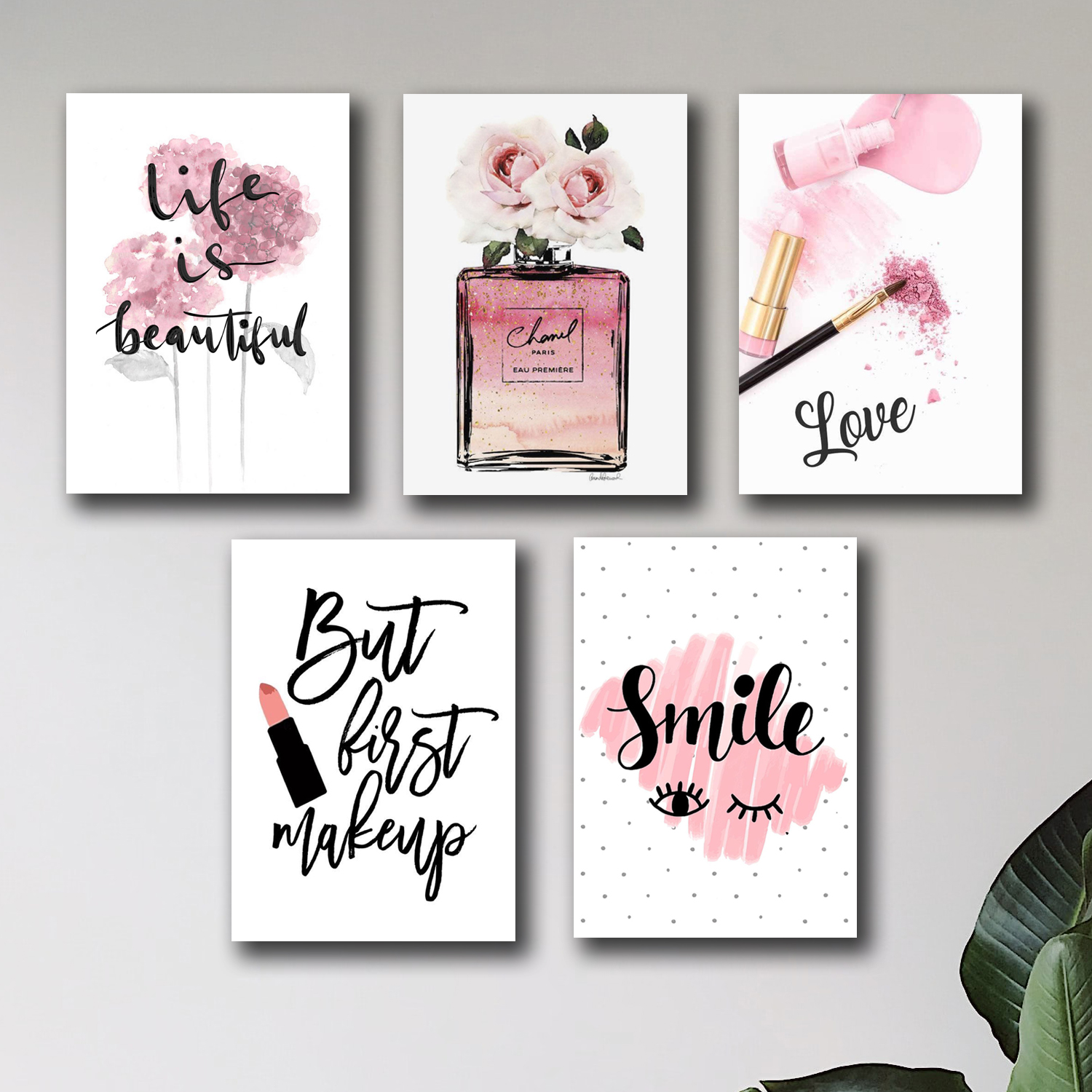 b5f4bde498d4c48afbebbb0ff06ed3a3-2.jpg wooden makeup-themed wall art frame set front view