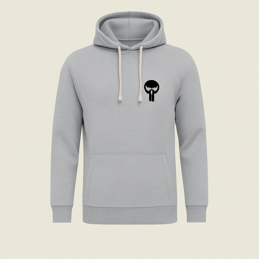 b6ee05c3ea02a3d854f8a284fc9beebe.png Printed Grey Hoodie for Teens & Adults – Black Skull Graphic, Premium Fabric - Image 1